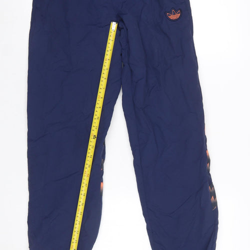 Adidas Men Blue Jogger Trousers S Lightweight Nylon Logo Pants