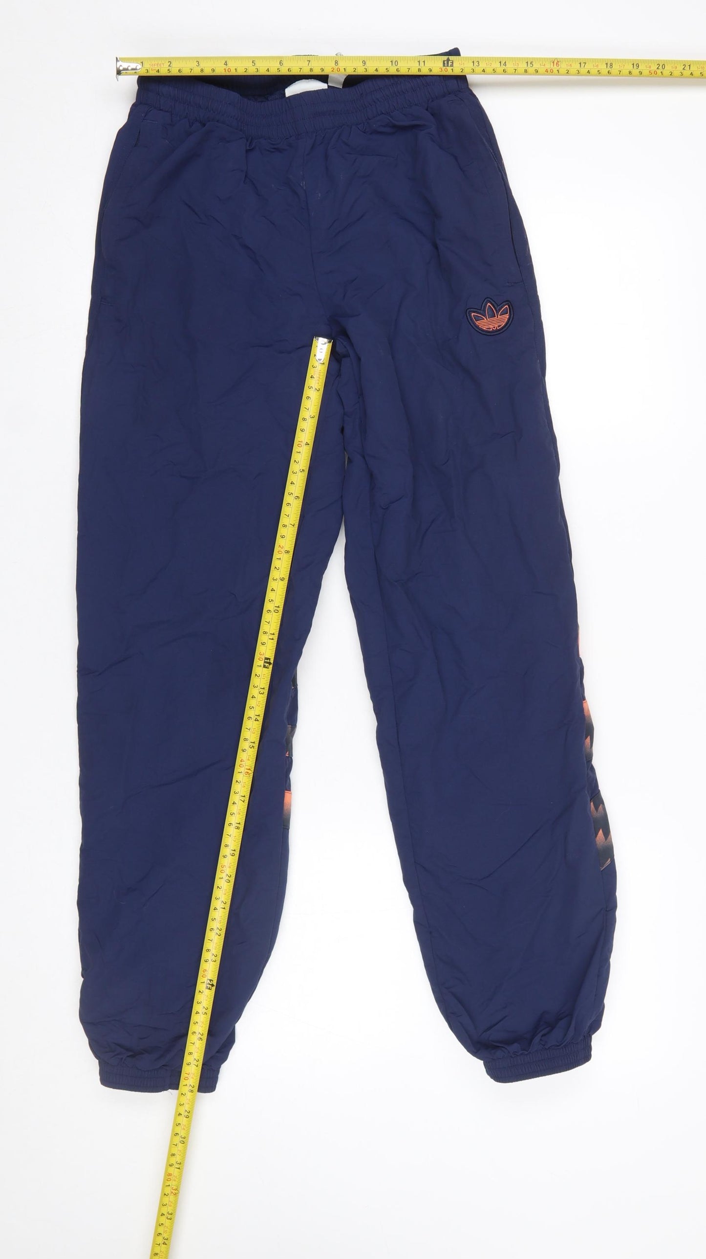 Adidas Men Blue Jogger Trousers S Lightweight Nylon Logo Pants