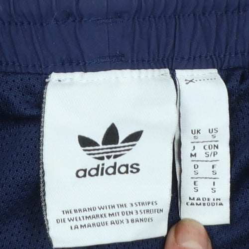 Adidas Men Blue Jogger Trousers S Lightweight Nylon Logo Pants