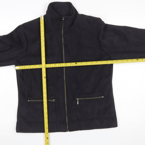 Next Women Black Fleece Jacket Size 16 Full Zip Casual Coat