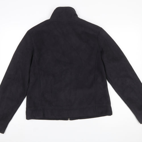 Next Women Black Fleece Jacket Size 16 Full Zip Casual Coat