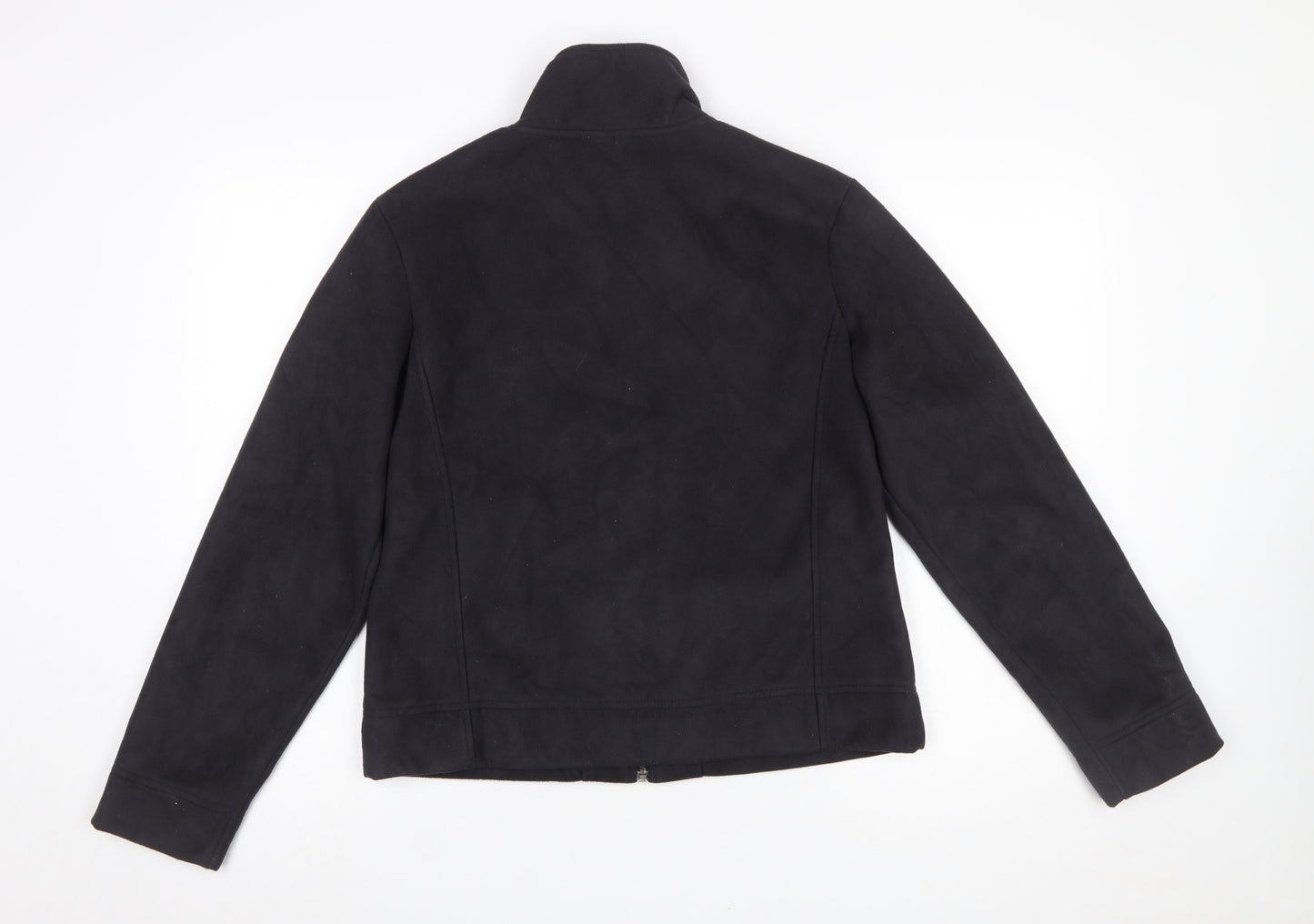 Next Women Black Fleece Jacket Size 16 Full Zip Casual Coat