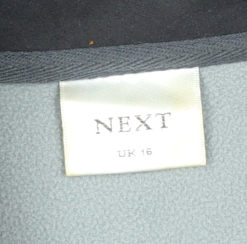 Next Women Black Fleece Jacket Size 16 Full Zip Casual Coat