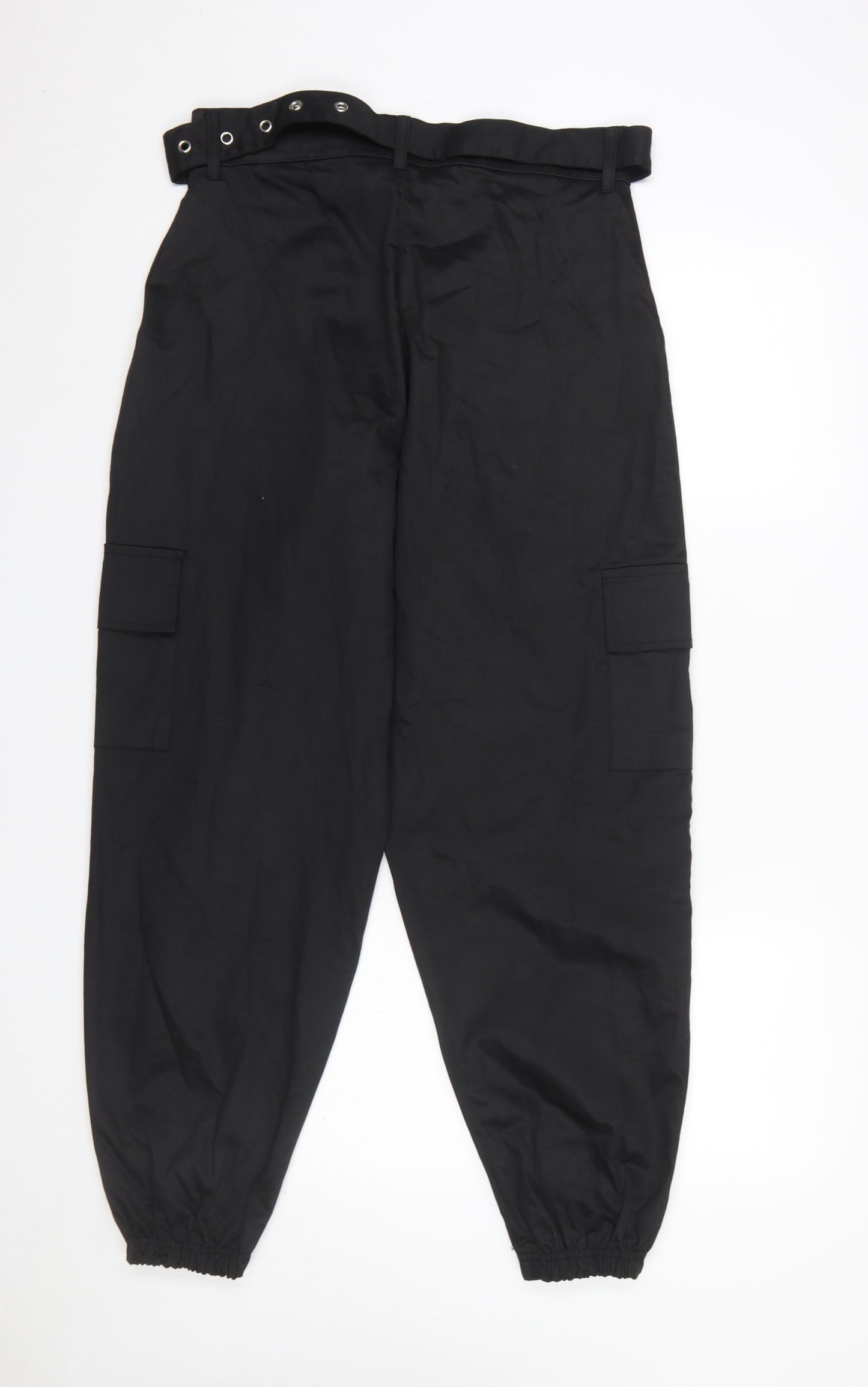 PrettyLittleThing Women’s Black Cargo Trousers Belted Size 10