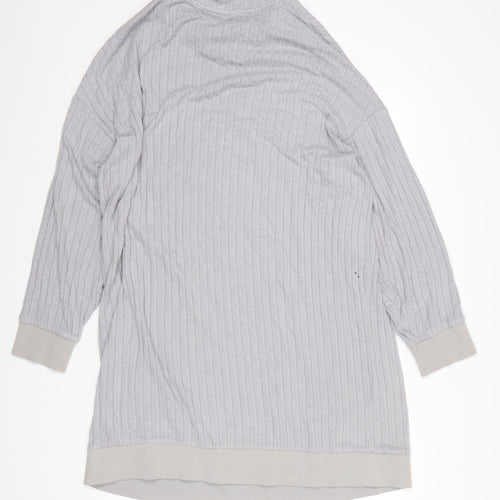 Marks and Spencer Women Silver Grey Ribbed Cowl Neck Pullover Sweatshirt Size L