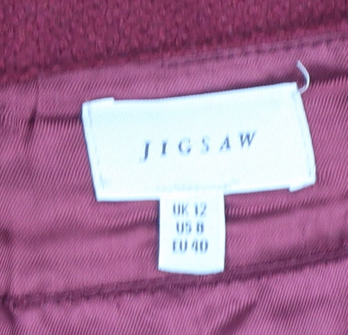 Jigsaw Women’s Red Wool Knee Length Pencil Skirt Size 12