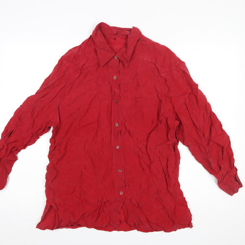 Marks and Spencer Women Red Viscose Long Sleeve Button-Up Shirt Size 14