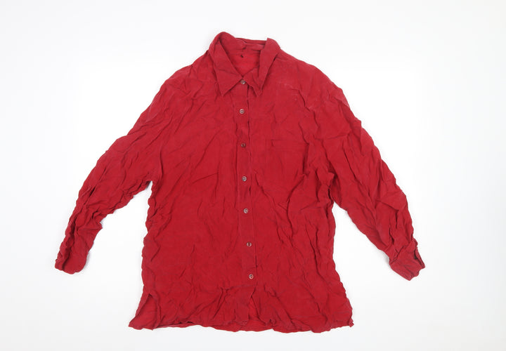 Marks and Spencer Women Red Viscose Long Sleeve Button-Up Shirt Size 14
