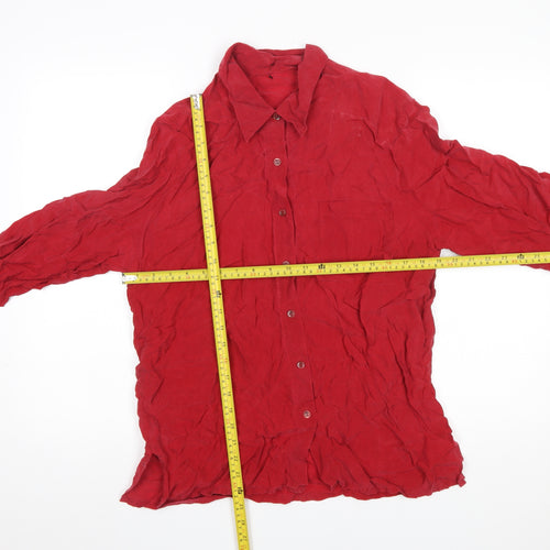 Marks and Spencer Women Red Viscose Long Sleeve Button-Up Shirt Size 14