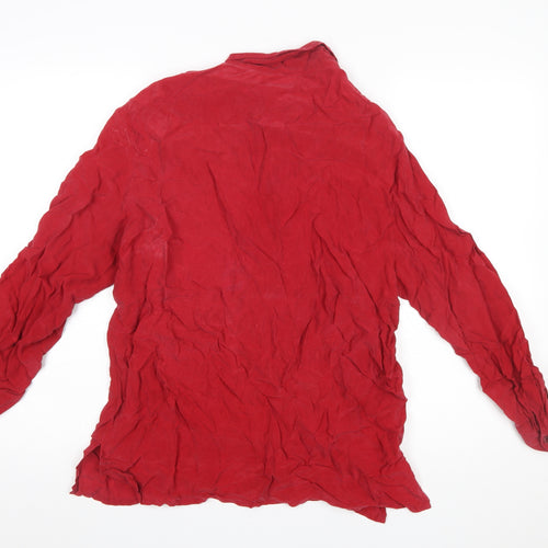 Marks and Spencer Women Red Viscose Long Sleeve Button-Up Shirt Size 14