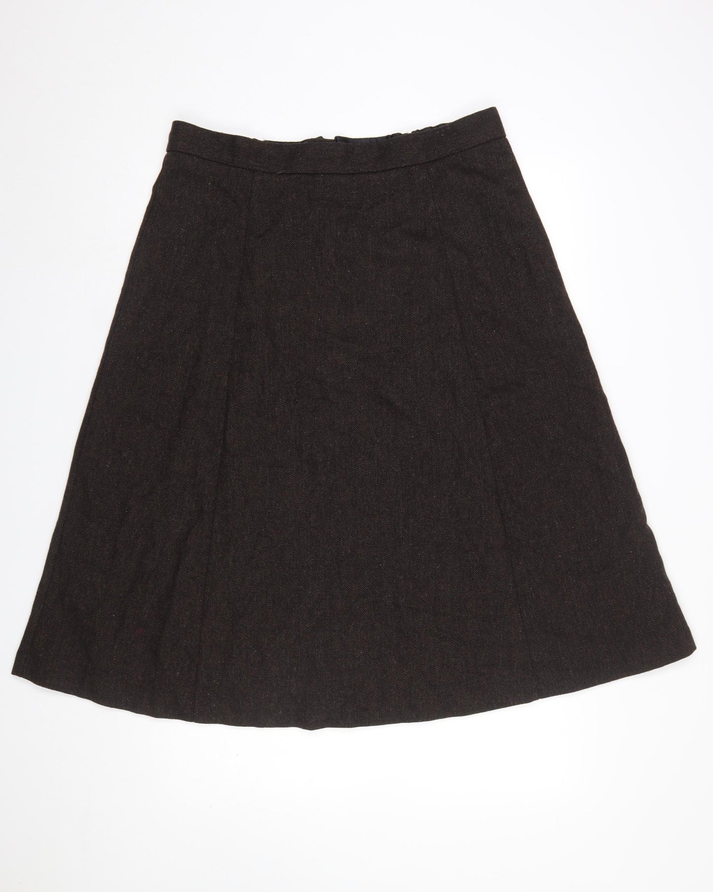 Marks and Spencer Women Brown Long A-Line Wool Blend Skirt Size 16