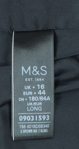 Marks and Spencer Women Brown Long A-Line Wool Blend Skirt Size 16