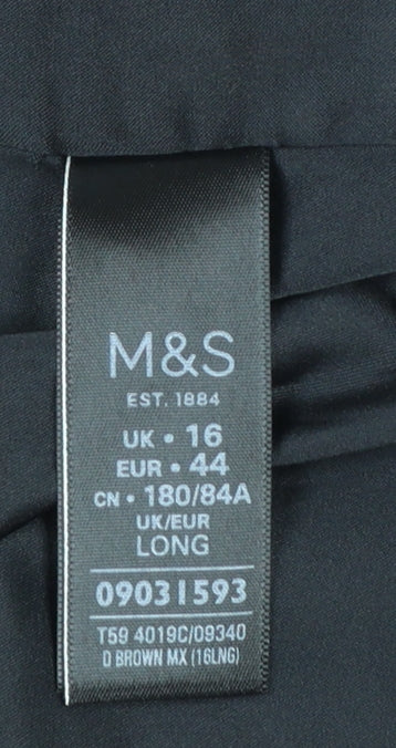 Marks and Spencer Women Brown Long A-Line Wool Blend Skirt Size 16