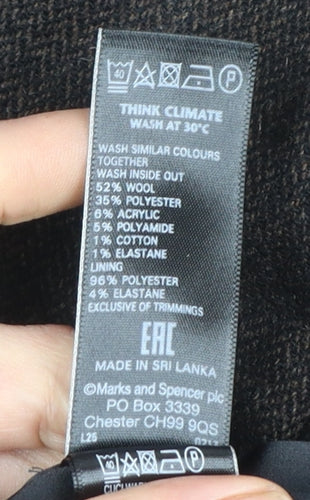 Marks and Spencer Women Brown Long A-Line Wool Blend Skirt Size 16
