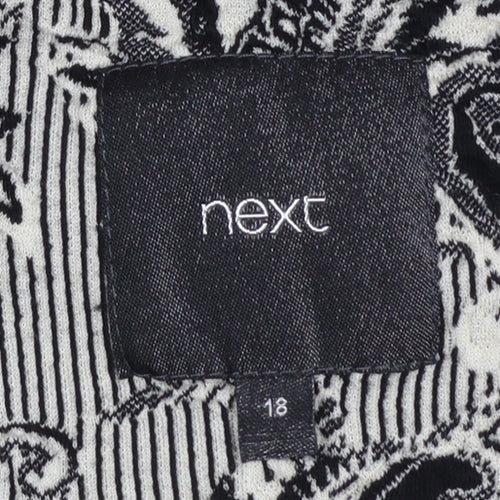 Next Women Black & Beige Zip Front Patterned Sweatshirt Size 18