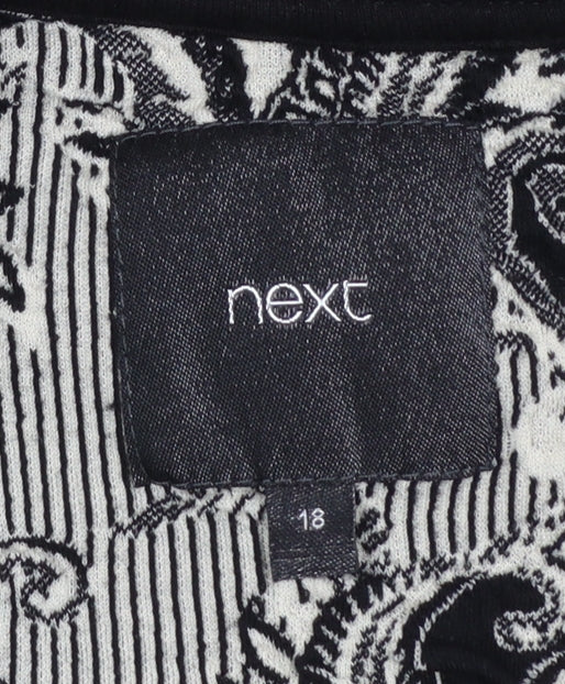 Next Women Black & Beige Zip Front Patterned Sweatshirt Size 18