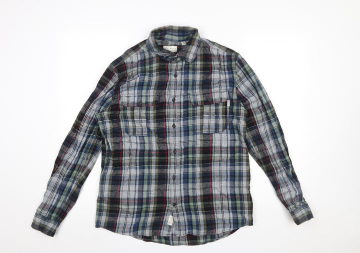 Jack Wills Men's Blue Green Plaid Cotton Button-Up Shirt Size S