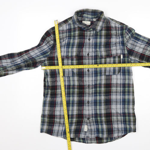Jack Wills Men's Blue Green Plaid Cotton Button-Up Shirt Size S