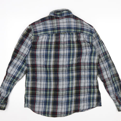 Jack Wills Men's Blue Green Plaid Cotton Button-Up Shirt Size S