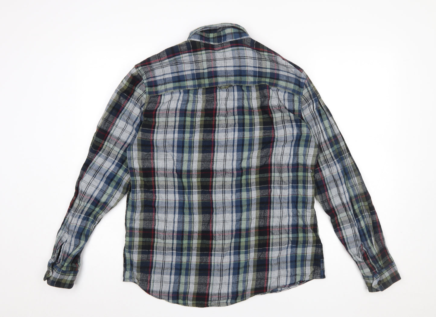 Jack Wills Men's Blue Green Plaid Cotton Button-Up Shirt Size S