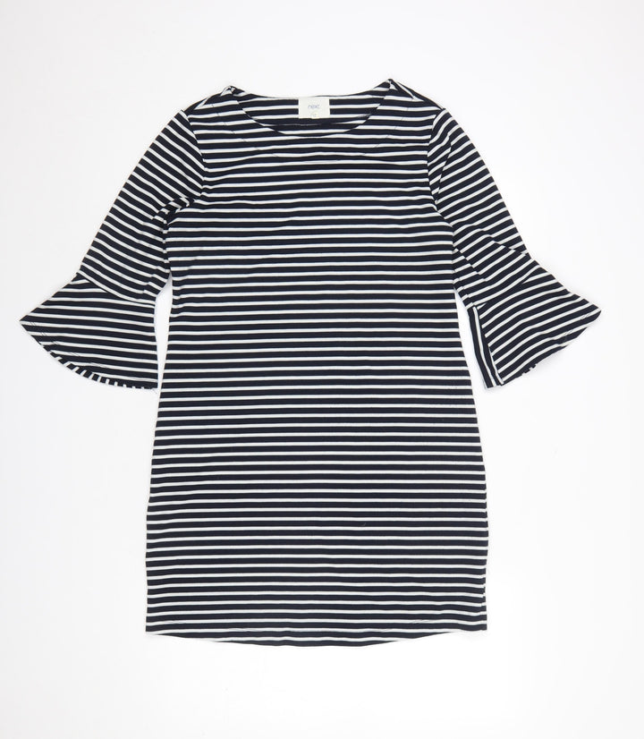 Next Women’s Black White Striped Shift Dress Size 12