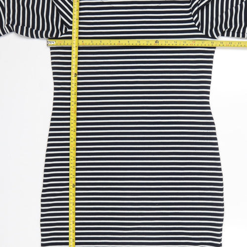Next Women’s Black White Striped Shift Dress Size 12