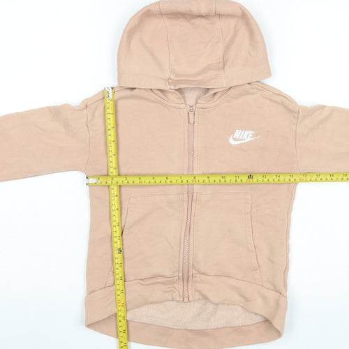 Nike Girls Beige Full Zip Hoodie Size 146cm Hooded Fleece Sweatshirt