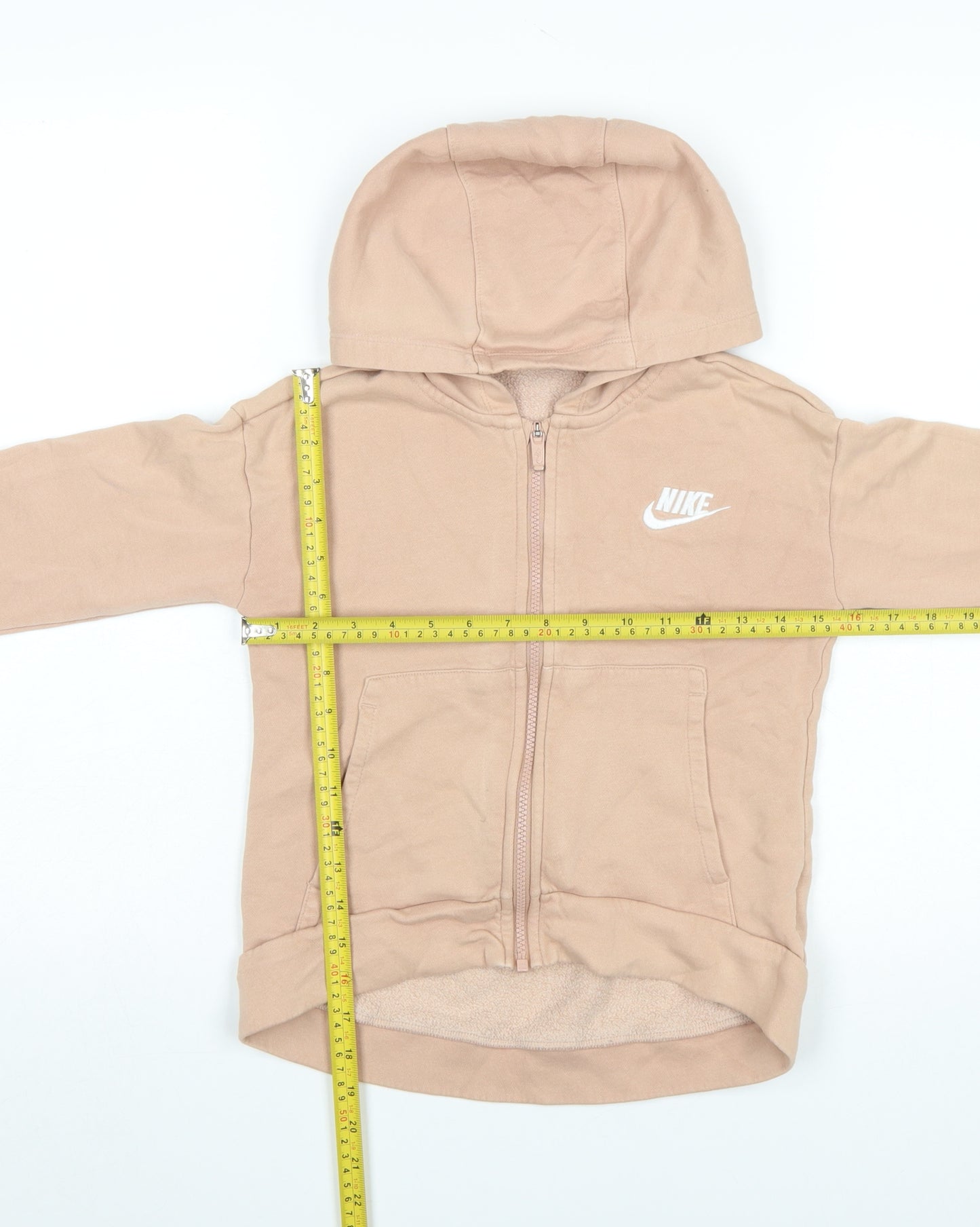 Nike Girls Beige Full Zip Hoodie Size 146cm Hooded Fleece Sweatshirt