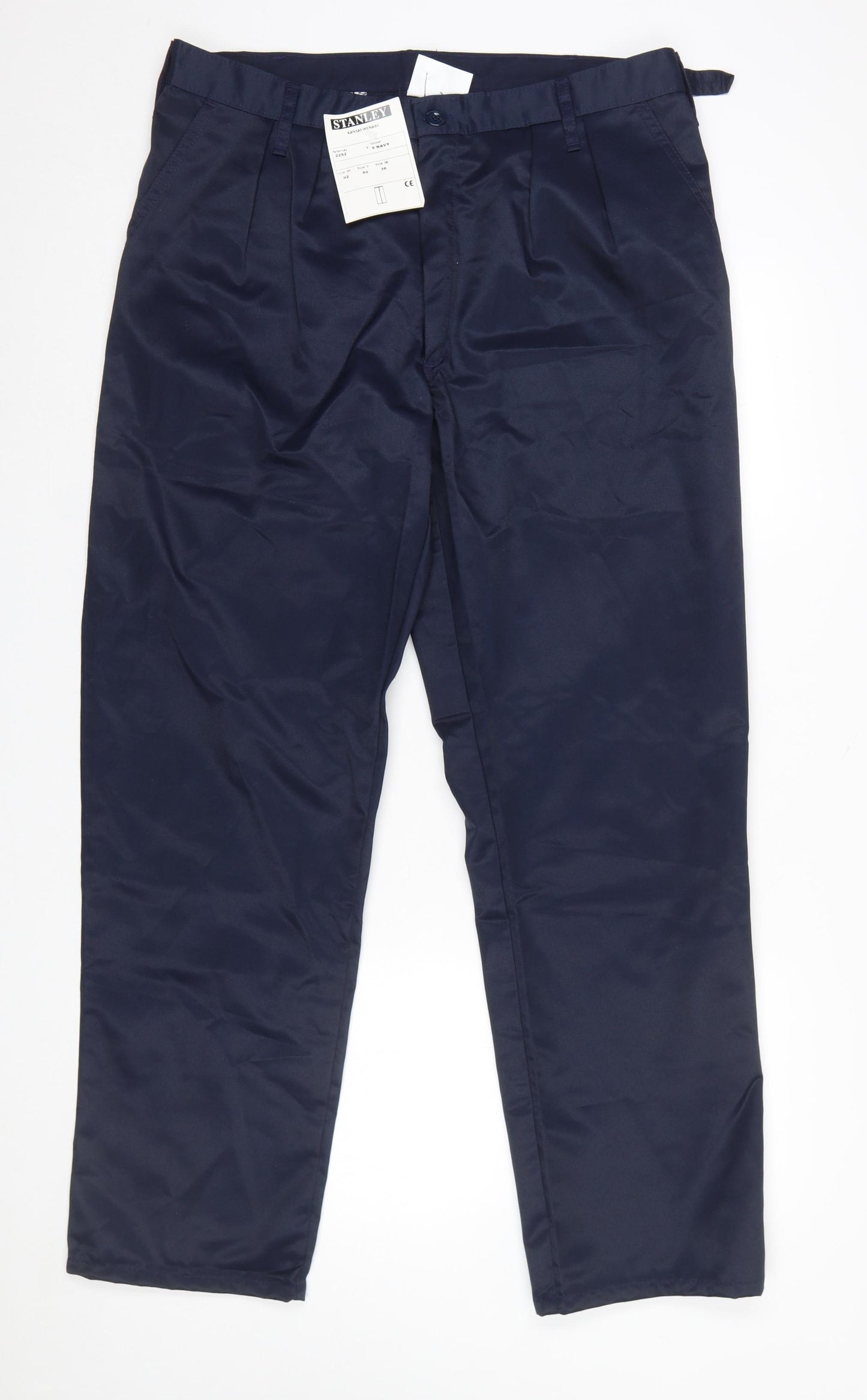Stanley Men's Navy Workwear Trousers Size 36 Regular Fit Polyester Cotton
