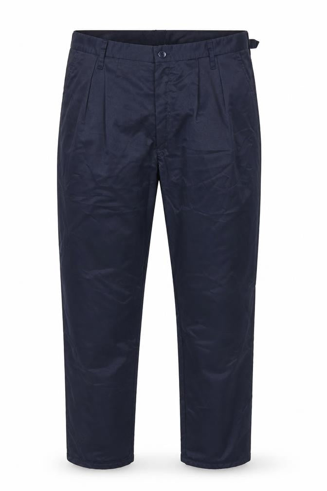 Front view of Stanley Men's Navy Workwear Trousers, size 36, Regular Fit Polyester Cotton