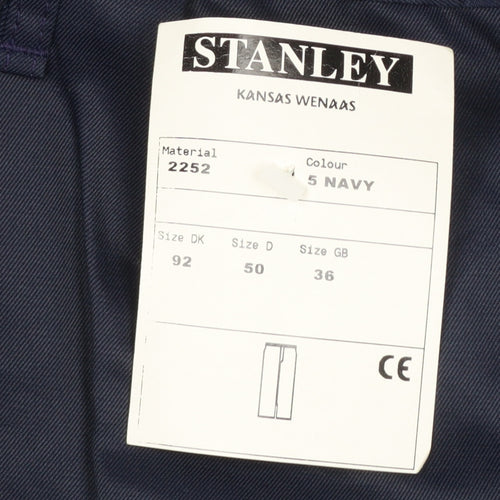 Stanley Men's Navy Workwear Trousers Size 36 Regular Fit Polyester Cotton