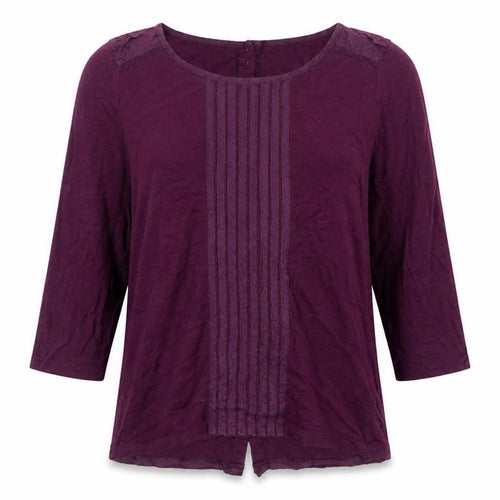 White Stuff Women Purple 3/4 Sleeve Cotton Tunic Blouse Size 12