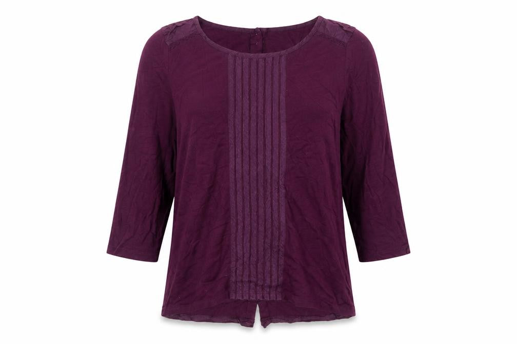 White Stuff Women Purple 3/4 Sleeve Cotton Tunic Blouse Size 12