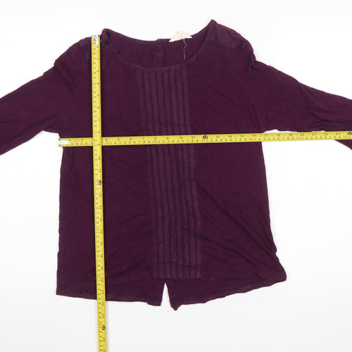 White Stuff Women Purple 3/4 Sleeve Cotton Tunic Blouse Size 12