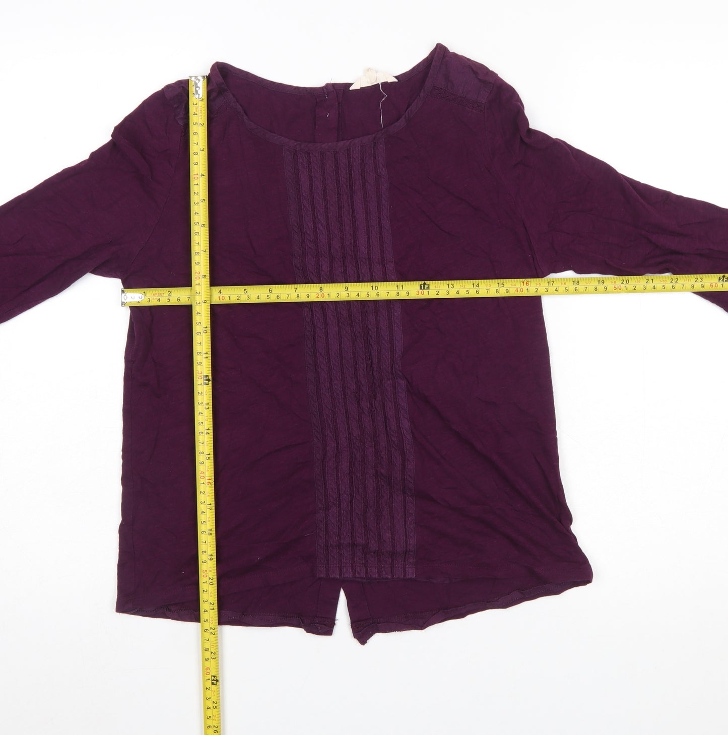 White Stuff Women Purple 3/4 Sleeve Cotton Tunic Blouse Size 12