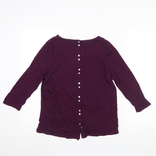 White Stuff Women Purple 3/4 Sleeve Cotton Tunic Blouse Size 12