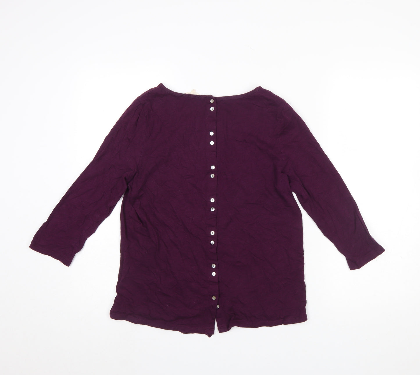 White Stuff Women Purple 3/4 Sleeve Cotton Tunic Blouse Size 12