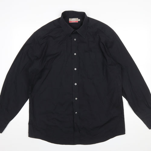 Marks and Spencer Men’s Black Regular Fit Long Sleeve Easy Care Shirt 16.5in