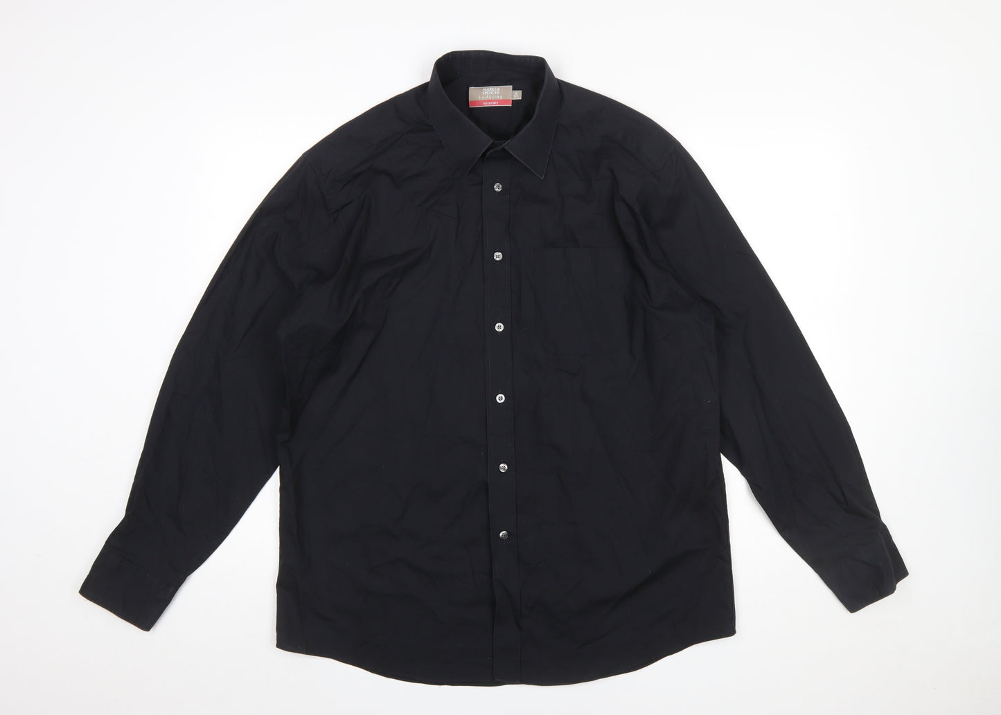 Marks and Spencer Men’s Black Regular Fit Long Sleeve Easy Care Shirt 16.5in