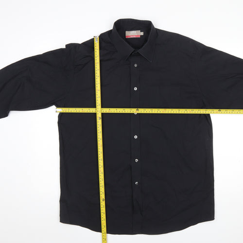 Marks and Spencer Men’s Black Regular Fit Long Sleeve Easy Care Shirt 16.5in