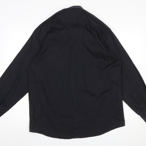 Marks and Spencer Men’s Black Regular Fit Long Sleeve Easy Care Shirt 16.5in