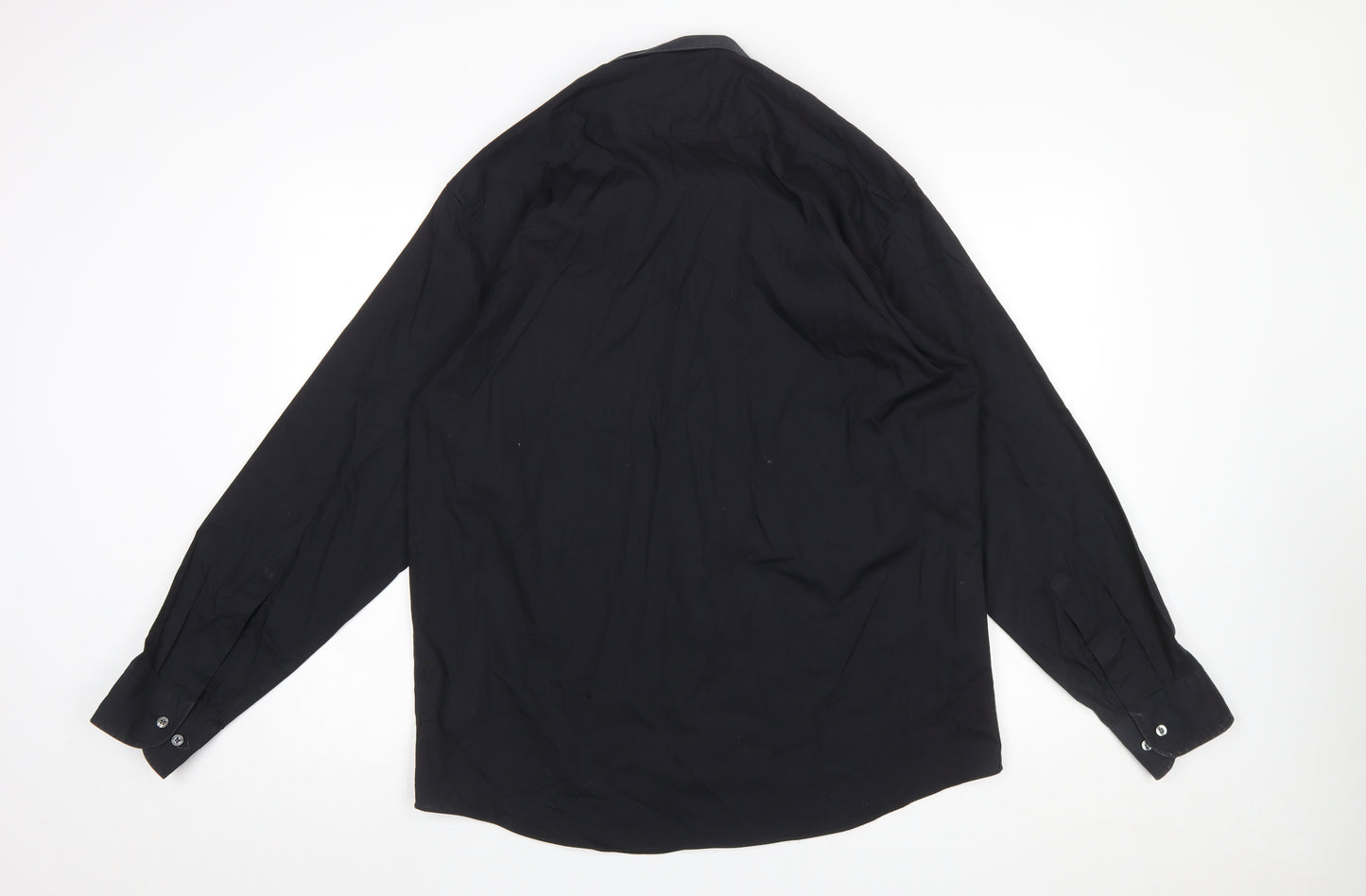 Marks and Spencer Men’s Black Regular Fit Long Sleeve Easy Care Shirt 16.5in