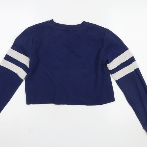 Topshop Women Navy Blue Crop Pullover Sweatshirt UK 8 Lincoln Phys. Ed.