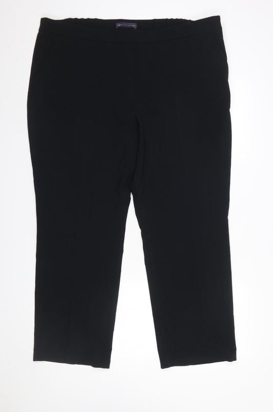 Marks and Spencer Women's Black Size 22 Straight Leg Stretch Trousers
