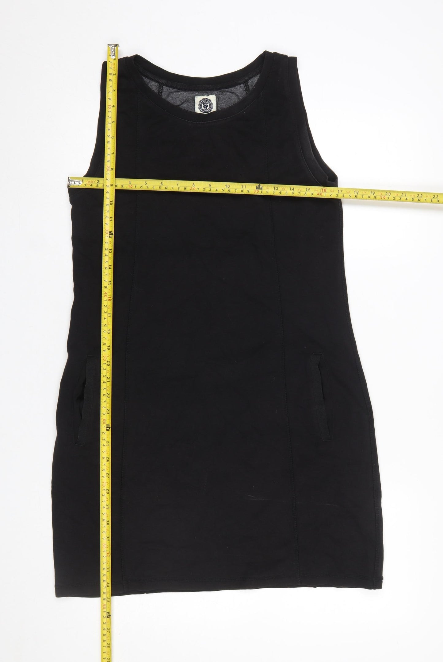 Superdry Womens Black Tank Dress Size M Sleeveless Jersey Style