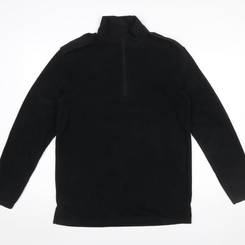 Churchill Men's Black Fleece 1/4 Zip Pullover Sweatshirt M