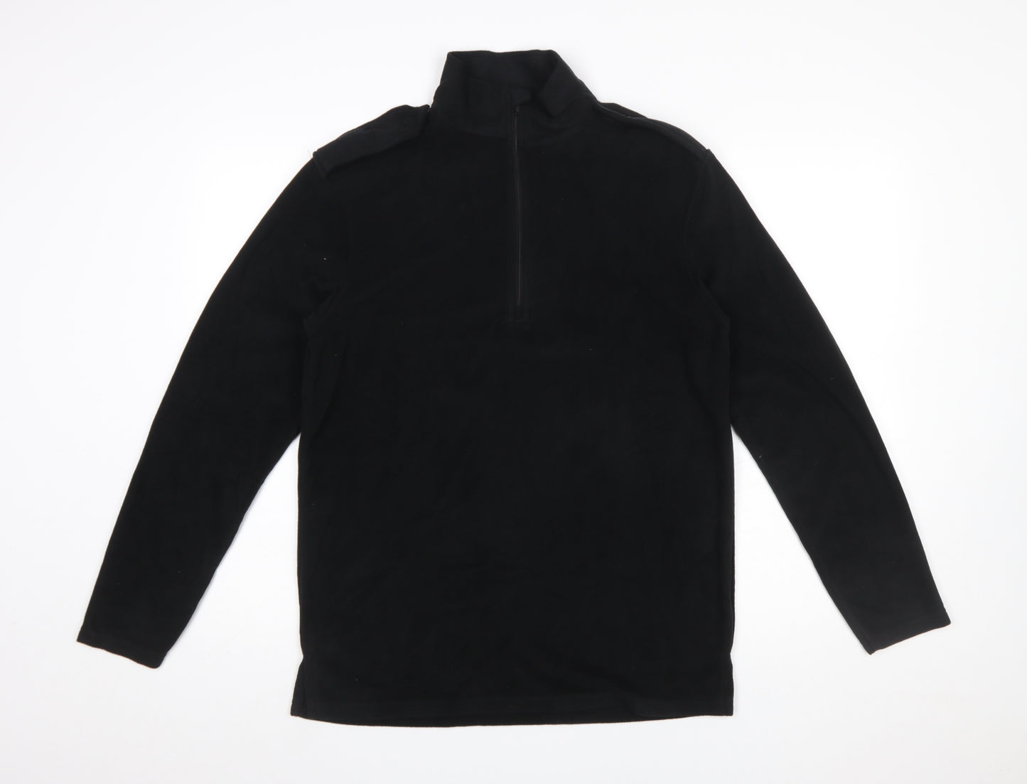 Churchill Men's Black Fleece 1/4 Zip Pullover Sweatshirt M