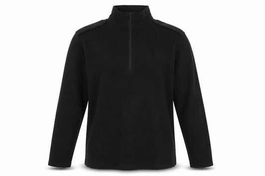 Front view of Churchill Men's Black Fleece 1/4 Zip Pullover Sweatshirt M