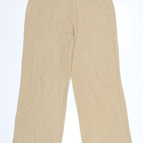 Zara Women Beige Wide-Leg Knit Trousers Size L