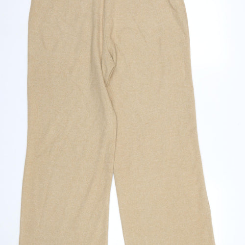 Zara Women Beige Wide-Leg Knit Trousers Size L